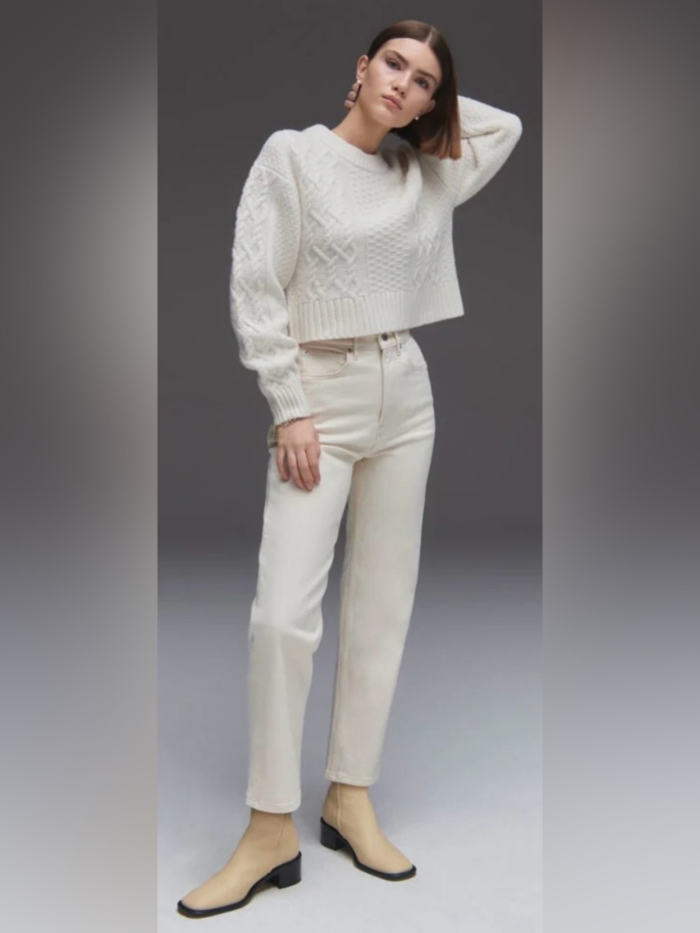 Everlane The Original Cheeky Jean Ankle in Bone Ecru Organic Cotton Size 26
